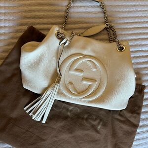 Gucci Soho Pebbled Calfskin Leather Shoulder Bag with Tassel